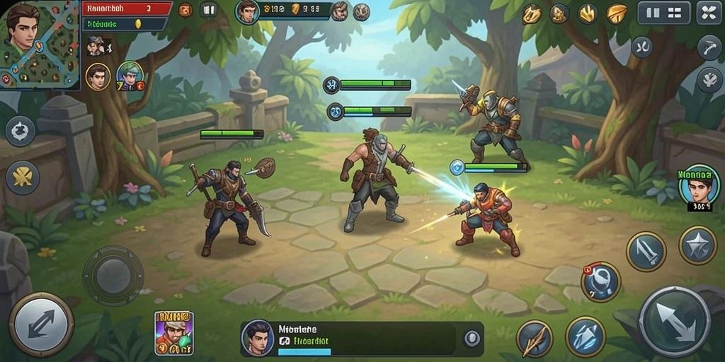 Screenshot menggambarkan tampilan karakter saat bertarung.