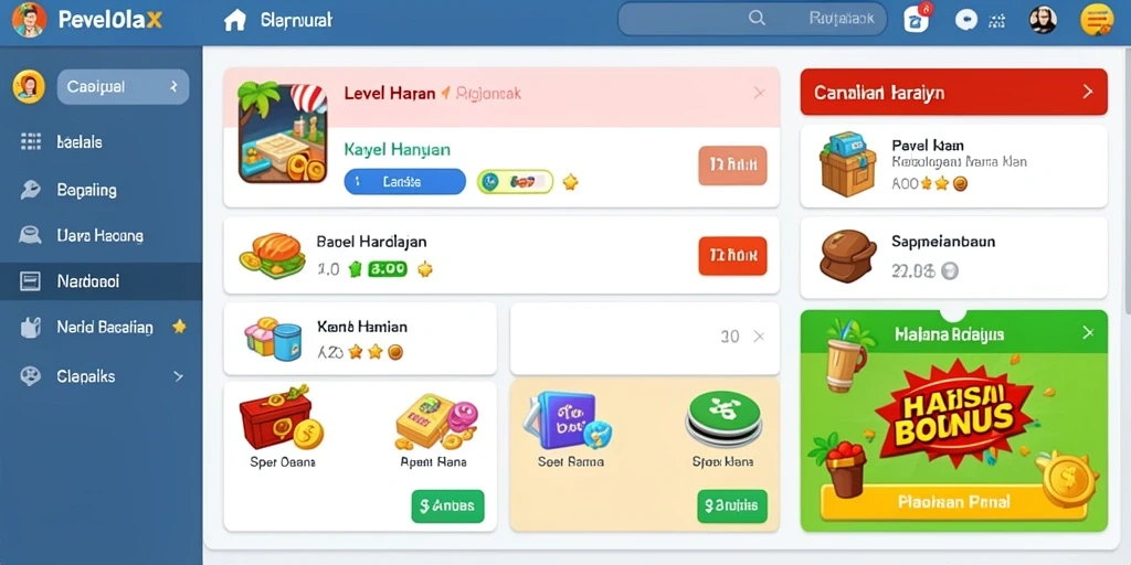 Tampilan utama permainan dengan berbagai pilihan slot.